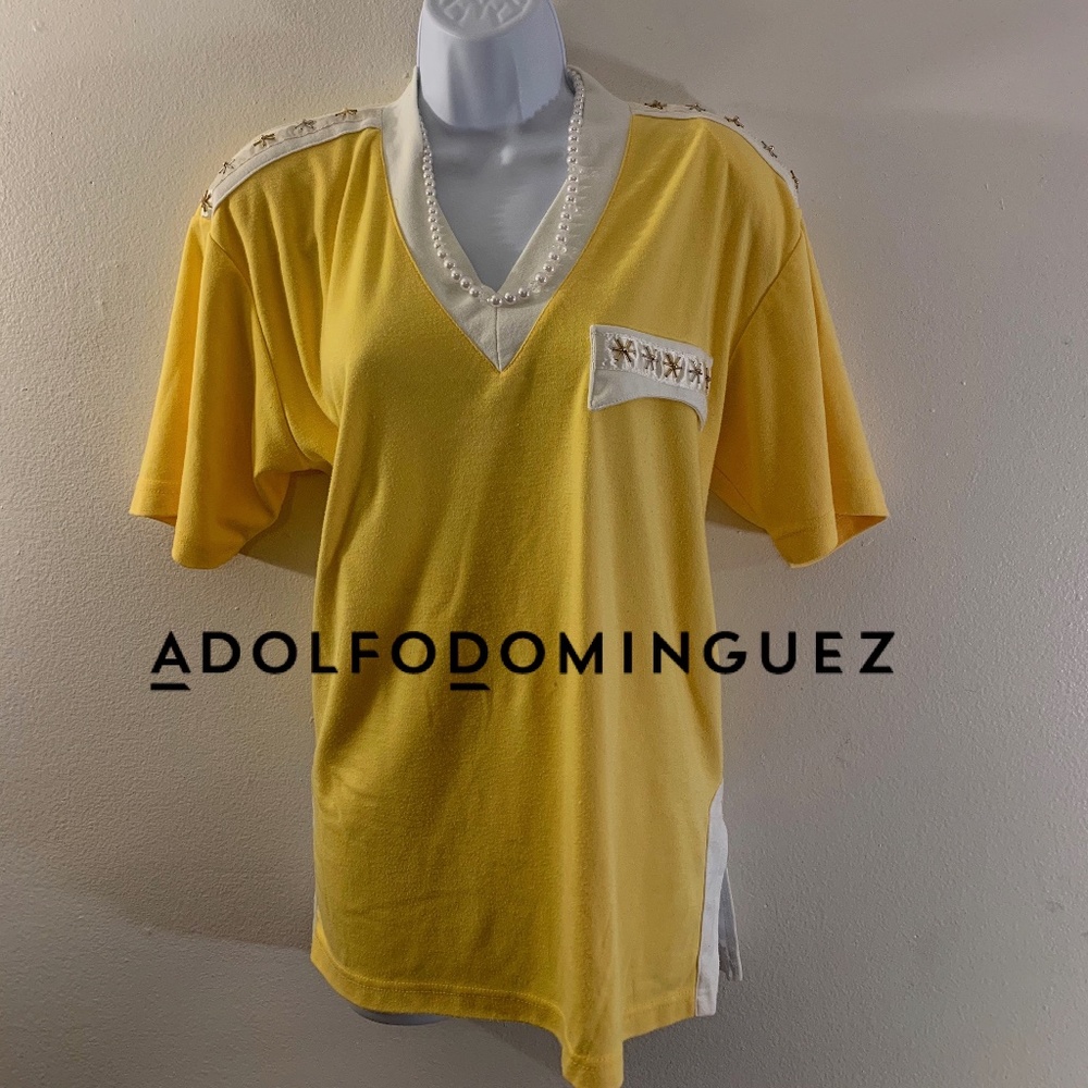 Adolfo Epaulets Beaded Blouse Large Vintage